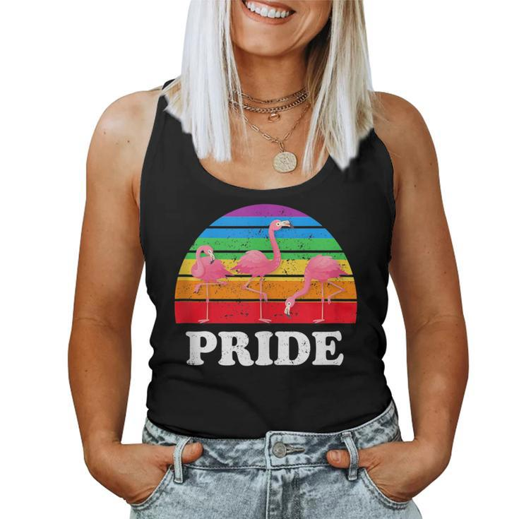 Gay Pride Flamingo Flock Retro Lgbtq Rainbow Women Tank Top