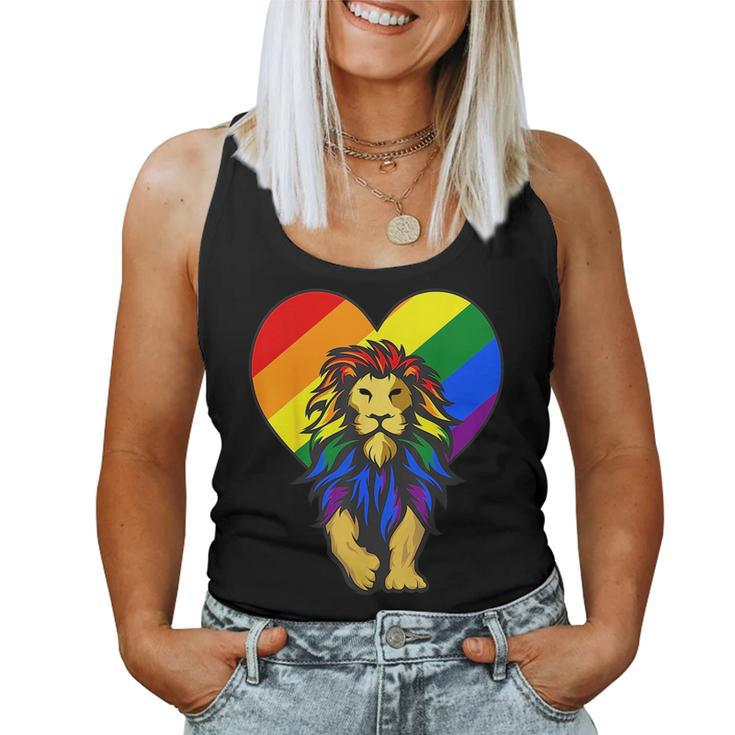Gay Pride Lion Lgbt-Q Cool Animal Rainbow Flag Color Ally Women Tank Top