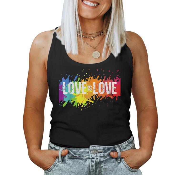 Gay Pride Love Is Love Lgbt Rainbow Flag Colors Splash Women Tank Top