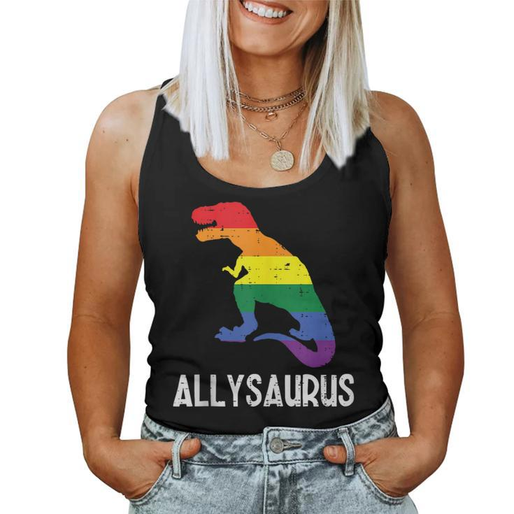Gay Rainbow Dino Trex Ally Saurus Lgbt Flag Boys Toddler Kid Women Tank Top