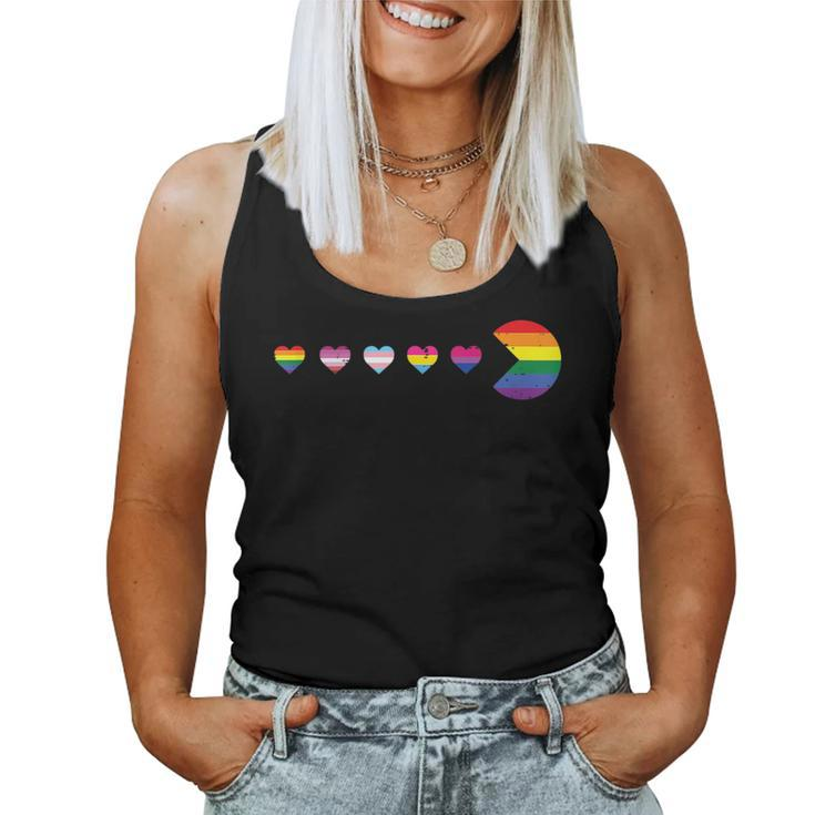 Gay Rainbow Lgbt Hearts Flag Pride Month Ally Men Women Kids Women Tank Top