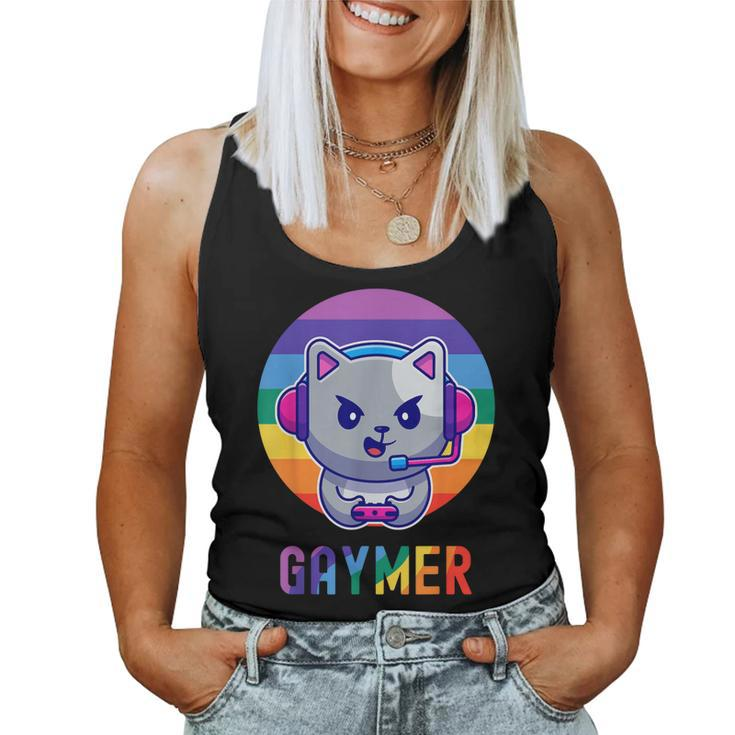 Gaymer Lgbt Rainbow Gay Video Game Lovers Cat Pride Women Tank Top