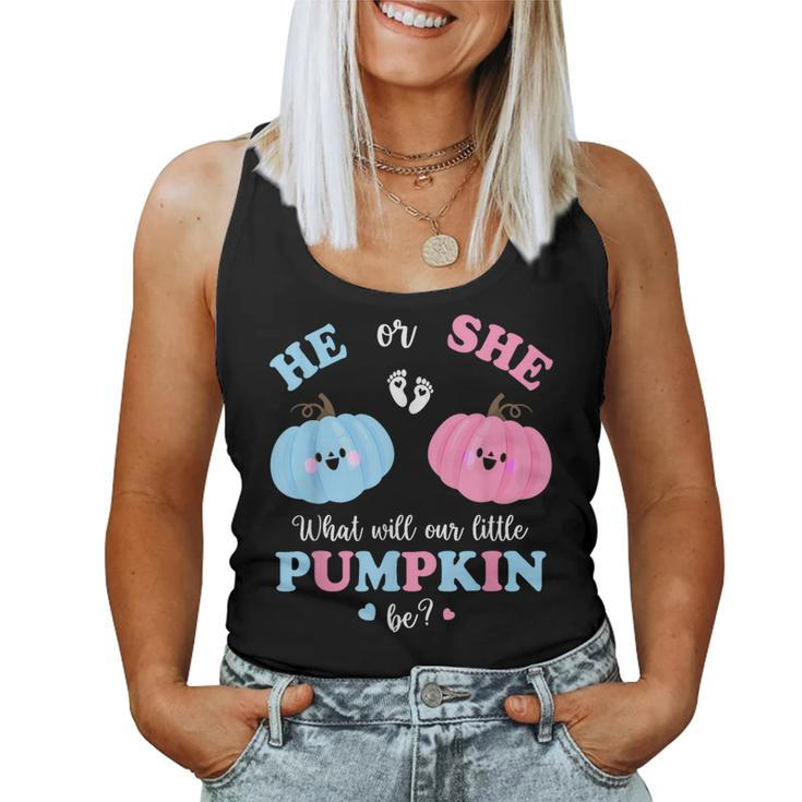 Gender Reveal Party Cute Pumpkin Baby Shower Mom And Dad Women Tank Top