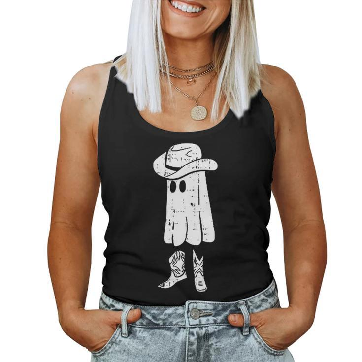 Ghost Pocket Cowboy Cowgirl Halloween Costume Ghoul Spirit Women Tank Top