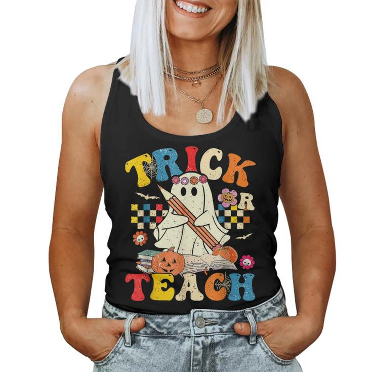 Ghost Trick Or Teach Retro Teacher Halloween Costume Women Tank Top