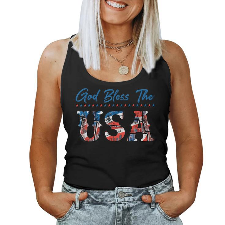 God Bless The Usa Red White Blue Flag Patriotic 4Th Of July Women Tank Top