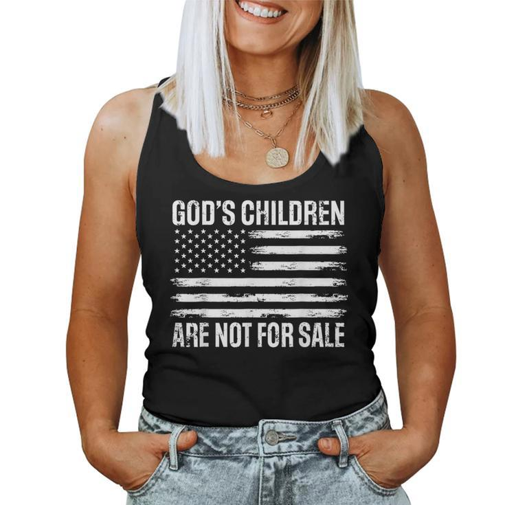 Gods Children Are Not For Sale Funny American Flag Quote Women Tank Top Weekend Graphic