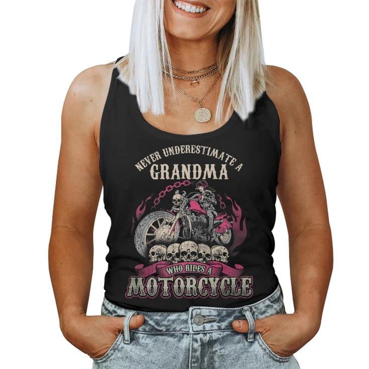 Grandma Biker Chick Lady Never Underestimate Motorcycle Women Tank Top Basic Casual Daily Weekend Graphic
