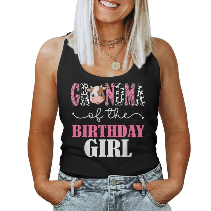 Grandma Of The Birthday For Girl Cow Farm 1St Birthday Cow  Women Tank Top Weekend Graphic