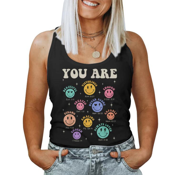 Groovy You Are Bible Verse Smile Face Religious Christian Women Tank Top