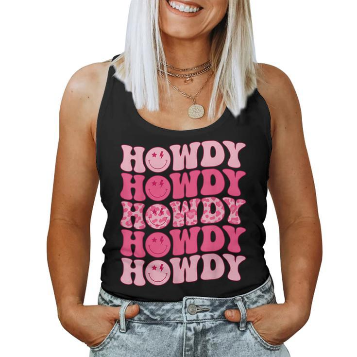 Groovy Howdy Western Girl Country Rodeo Pink Cowgirl Retro Women Tank Top