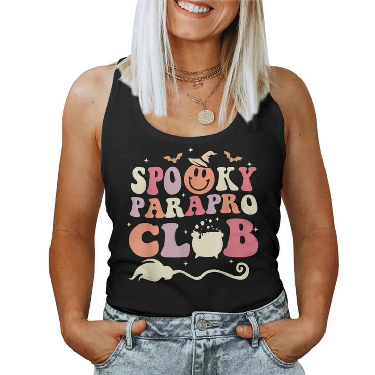 Groovy Spooky Parapro Club Paraprofessional Para Teacher Aid Women Tank Top
