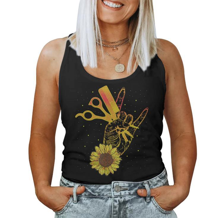 Hairstylist Sunflower Hippie Hair Salon Women Tank Top