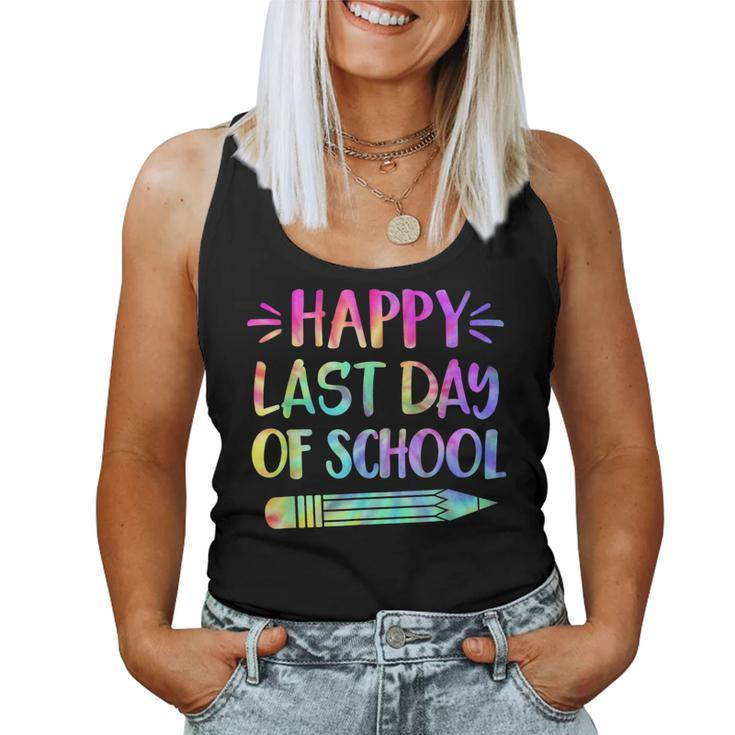 Happy Last Day Of School Tie Dye Cool Teacher Hello Summer Women Tank Top