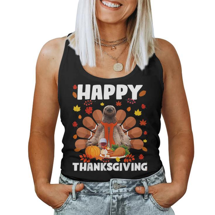 Happy Thanksgiving Sloth Turkey Autumn Sloth Lover For Turkey Lovers Women Tank Top