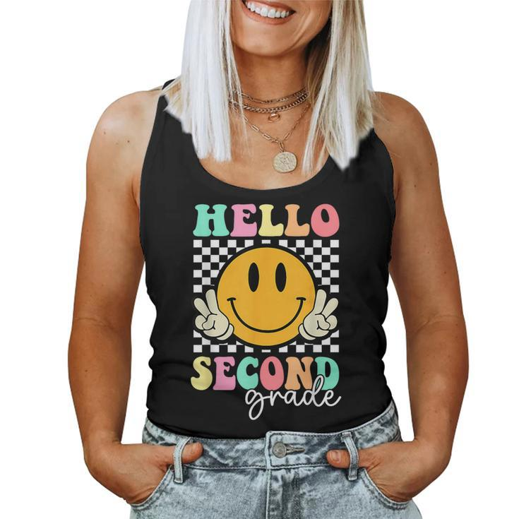 Hello Second Grade Groovy Retro First Day Back To School Women Tank Top