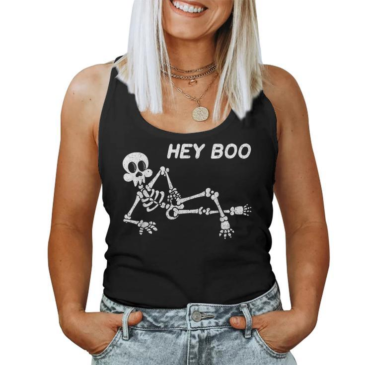 Hey Boo Halloween Cute Skeleton Halloween Women Tank Top