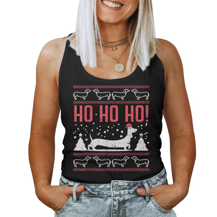 Ho Ho Dachshund Santa Ugly Christmas Sweater Dog Owner Pj Women Tank Top