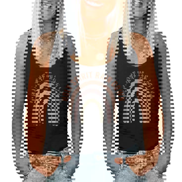 Holy Spirit Rain Down Neutral Boho Rainbow Jesus Faith Faith Women Tank Top