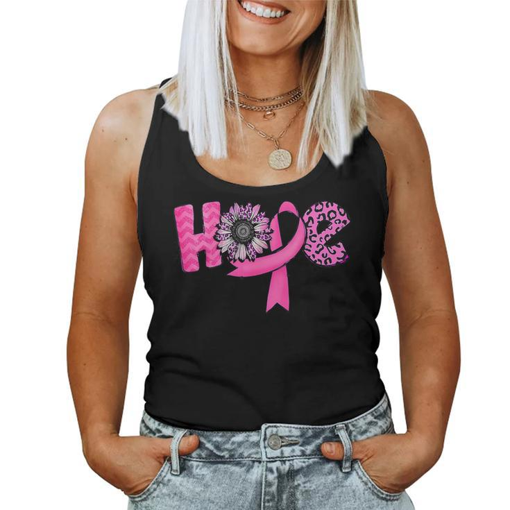 Hope Pink Ribbon Leopard Sunflower Breast Cancer Awareness Women Tank Top