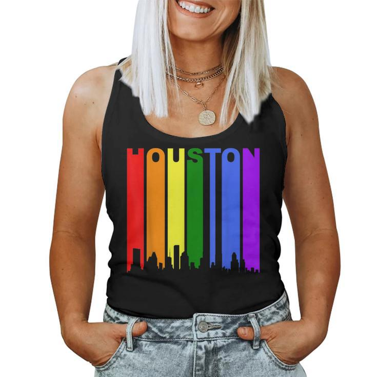 Houston Texas Downtown Rainbow Skyline Lgbt Gay Pride Women Tank Top