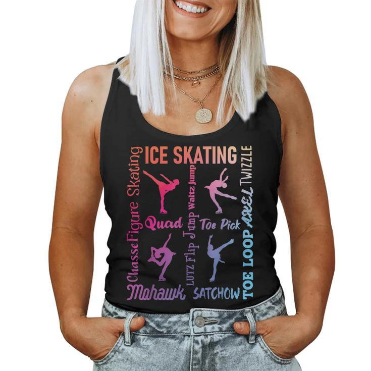 Ice Skating - Typography Girl Figure Skater Ice Skates  Women Tank Top Weekend Graphic