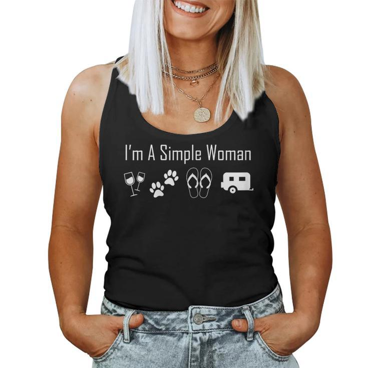 I'm A Simple Woman Love Wine Flip Flop Dogs Camping Women Tank Top