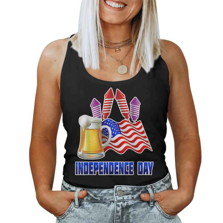 Independence Day 4Th July Beer Fireworks America Idea Women Tank Top
