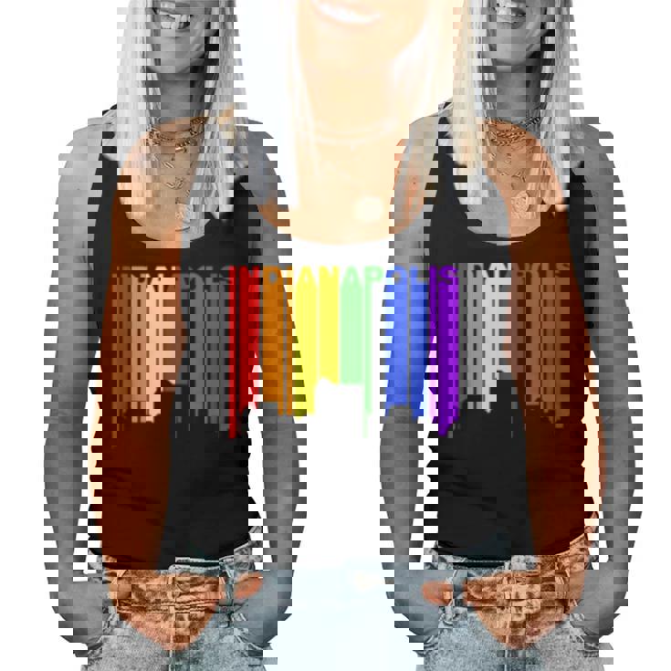 Indianapolis Indiana LGBTQ Gay Pride Rainbow Skyline Tank Top Indianapolis Indiana LGBTQ Gay Pride Rainbow Skyline Tank Top