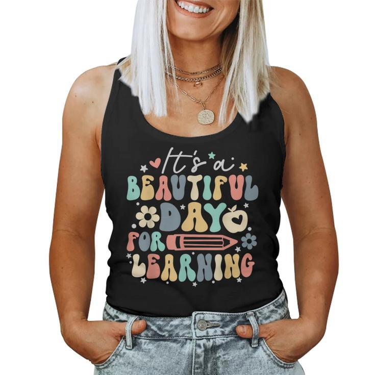 It's Beautiful Day For Learning Retro Teacher Students Women Tank Top