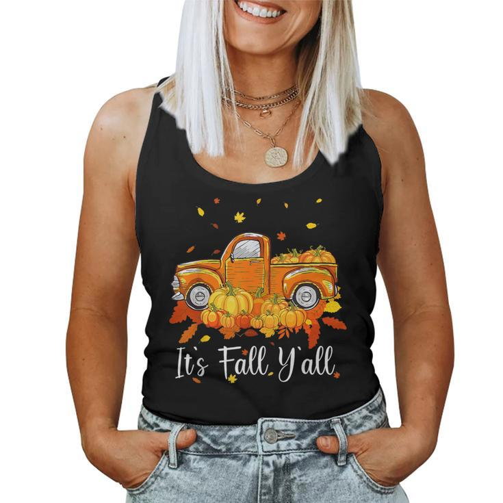 It's Fall Y'all Pumpkin Truck Autumn Tree Hello Fall Women Tank Top