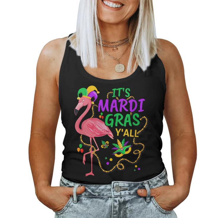 Its Mardi Gras Yall Jester Flamingo Fat Tuesday Parades Women Tank Top
