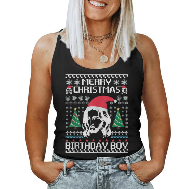 Jesus Birthday Ugly Christmas Sweater Women Tank Top