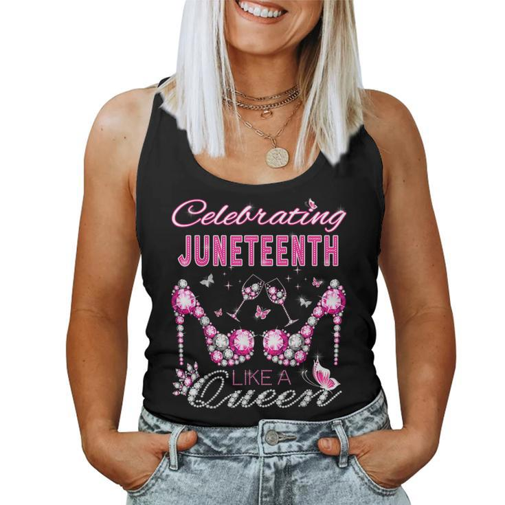 Junenth Black Women Queen Celebrate Independence  Women Tank Top Basic Casual Daily Weekend Graphic
