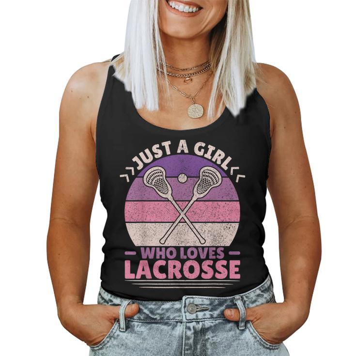 Just A Girl Who Loves Lacrosse Player Lax Lovers Lacrosse  Women Tank Top Weekend Graphic