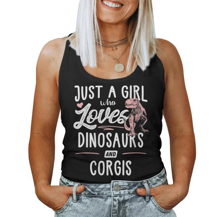Just A Girl Who Loves Dinosaurs And Corgis Dinosaur Women Tank Top