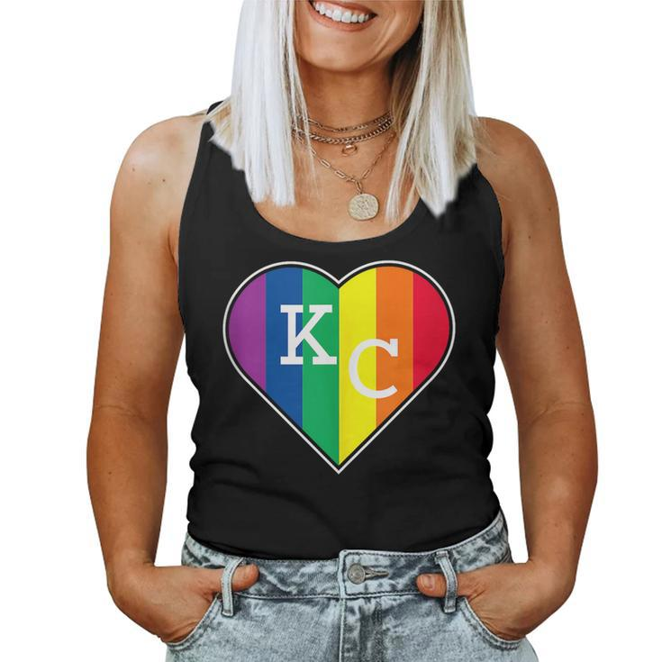 Kansas City Mo - Lbgtq Rainbow Kc Heart Gay Pride Month Women Tank Top