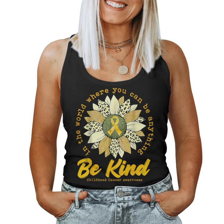 Be Kind Sunflower Gold Childhood Cancer Awareness Ribbon Women Tank Top
