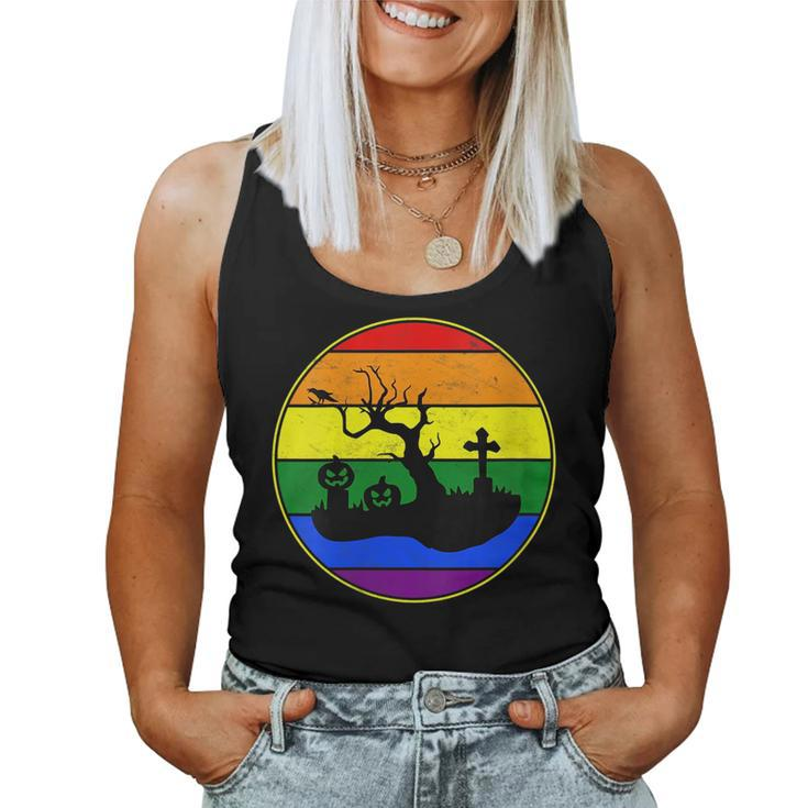 Lesbian Stuff Lgbtq Gay Goth Pride Rainbow Cemetery Cross Women Tank Top