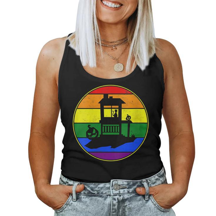 Lesbian Stuff Lgbtq Gay Goth Pride Rainbow Flag Black Cat Women Tank Top