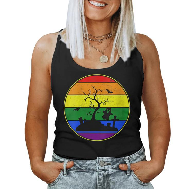 Lesbian Stuff Lgbtq Gay Goth Pride Rainbow Spooky Graveyard Women Tank Top