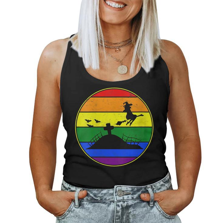 Lesbian Stuff Lgbtq Gay Goth Pride Rainbow Witch Broom Ride Women Tank Top