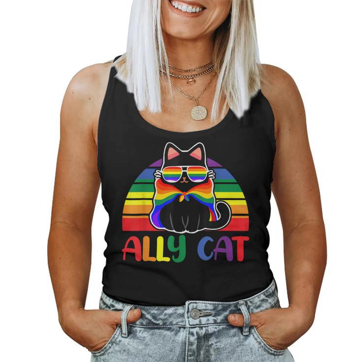 Lgbt Ally Cat Be Kind Gay Rainbow Lgbtq Flag Gay Pride Women Tank Top