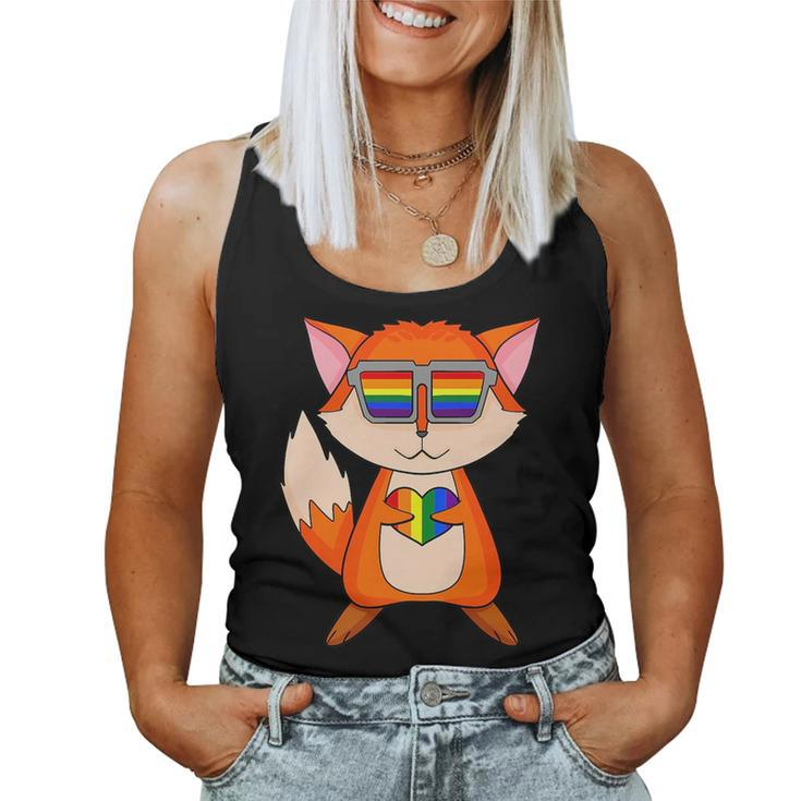 Lgbt Supporter Fox Rainbow Gay Pride Lgbt Heart Animal Women Tank Top