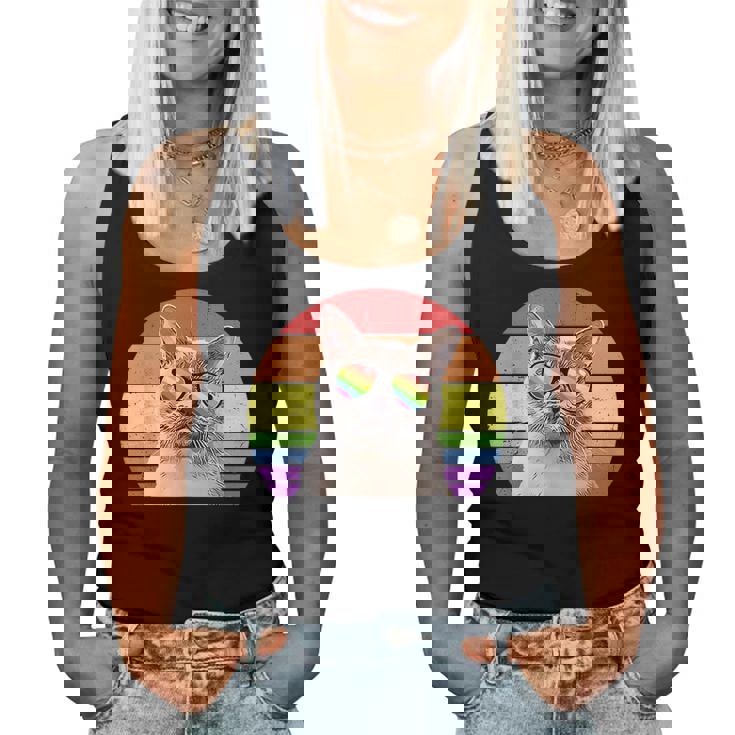 Lgbtq European Burmese Cat Retro Rainbow Love Pride Women Tank Top