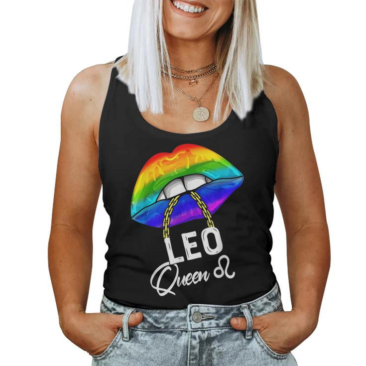 Lgbtq Leo Queen Lips Zodiac Rainbow Gay Pride Flag Lesbain Women Tank Top