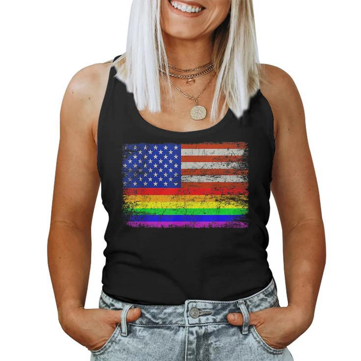 Lgbtq Lesbian Gay Pride 4Th Of July American Rainbow Flag Women Tank Top