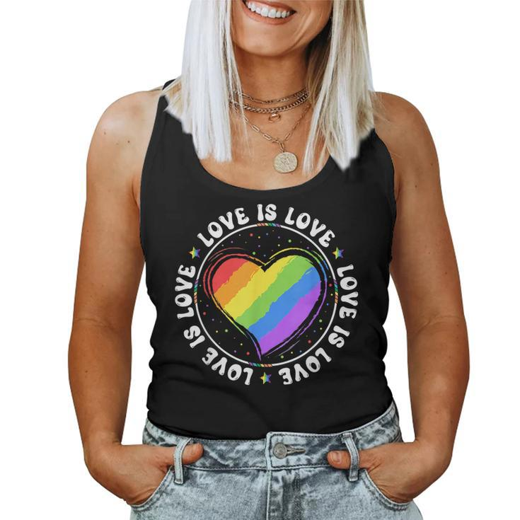 Lgbtq Love Is Love Gay Pride Lgbt Ally Rainbow Flag Vintage Pride Month s Women Tank Top