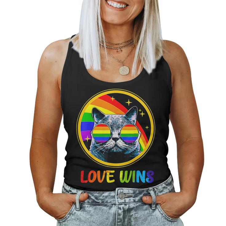 Lgbtq Love Wins Cat Gay Pride Lgbt Ally Rainbow Flag Women Tank Top