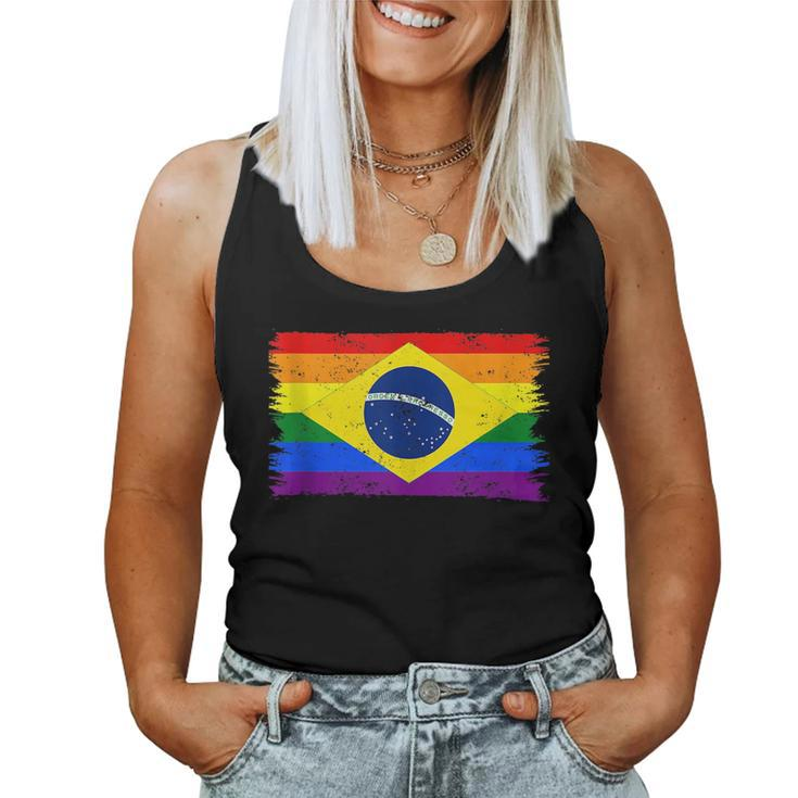Lgbtq Rainbow Flag Of Brazil South America Gay Pride Women Tank Top